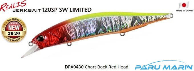 Duo Realis Jerkbait 120SP SW DPA0430 Chart Back Red Head