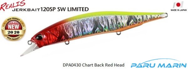 Duo Realis Jerkbait 120SP SW DPA0430 Chart Back Red Head