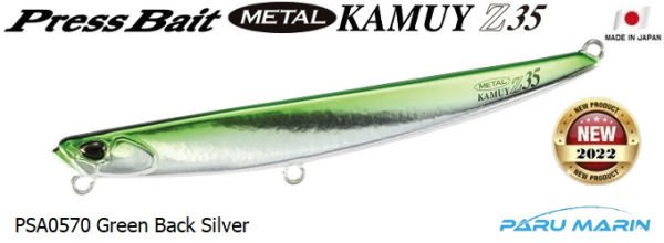 Duo Press Bait Metal Kamuy 35gr. PSA0570 Green Back Silver