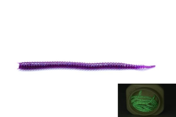 Fujin Mad Worm 9 cm LRF Silikonu Boru Kurdu Glow Purple
