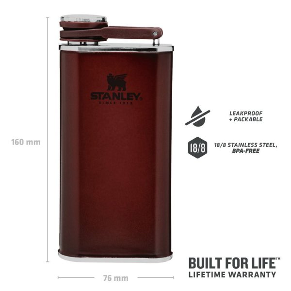 Stanley Klasik Paslanmaz Çelik Cep Matarası 0.23Lt. BORDO