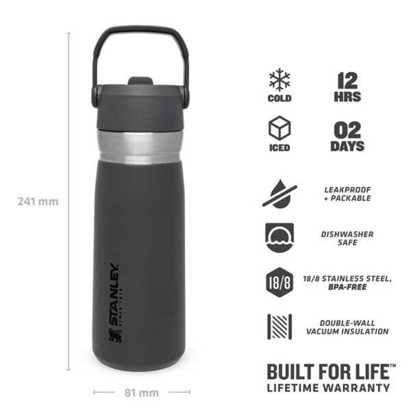 Stanley GO Iceflow Pipetli Paslanmaz Çelik Soğuk Su Termosu 0.65 LT FÜME