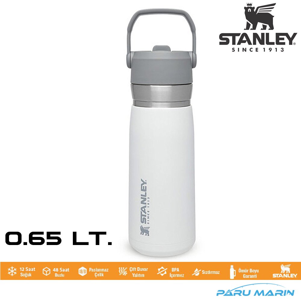 Stanley GO Iceflow Pipetli Paslanmaz Çelik Soğuk Su Termosu 0.65 LT BEYAZ