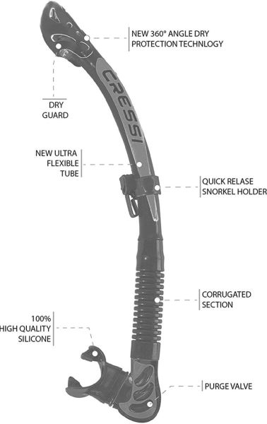 Cressi Alpha Ultra Dry Şnorkel Black / Black