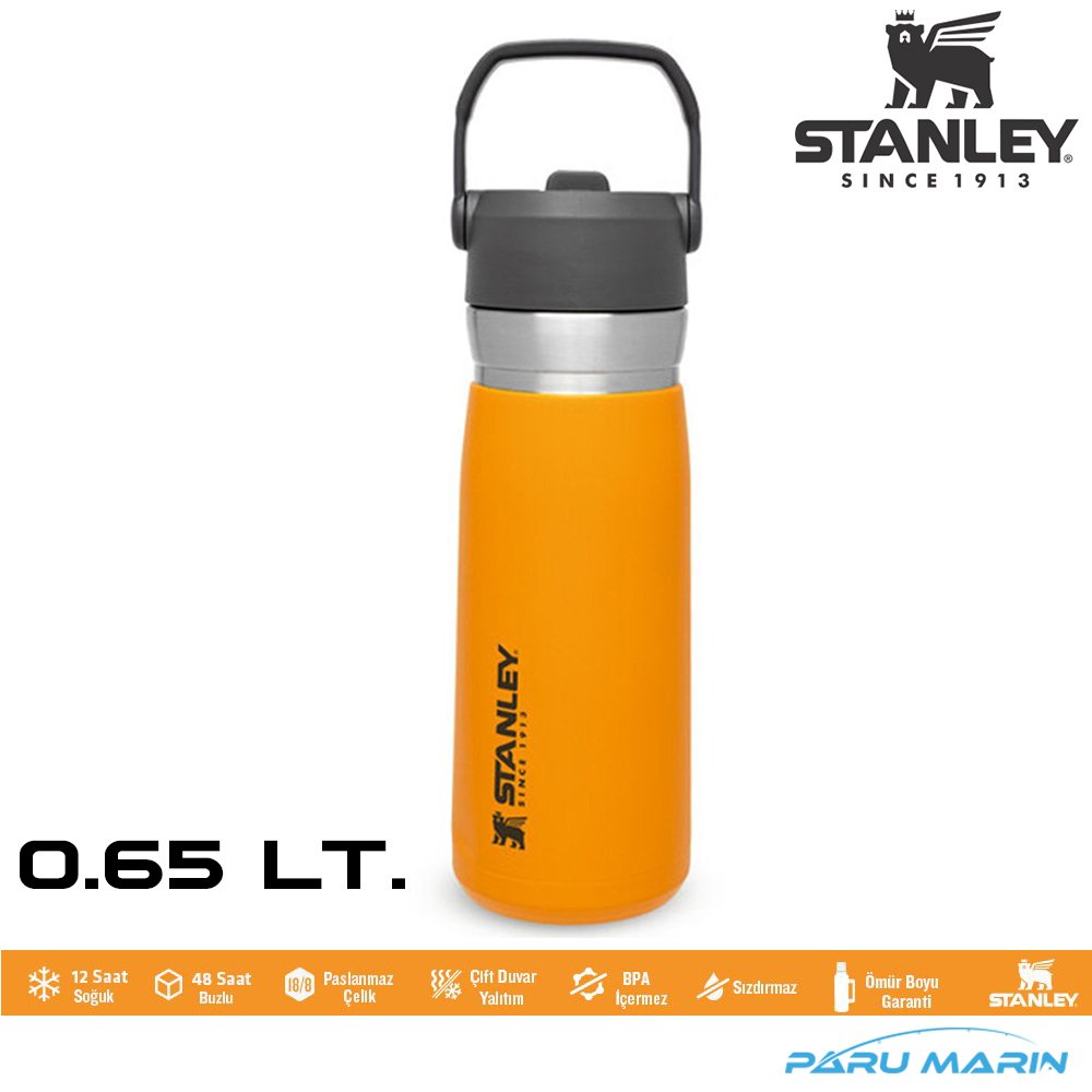 Stanley GO Iceflow Pipetli Paslanmaz Çelik Soğuk Su Termosu 0.65 LT TURUNCU