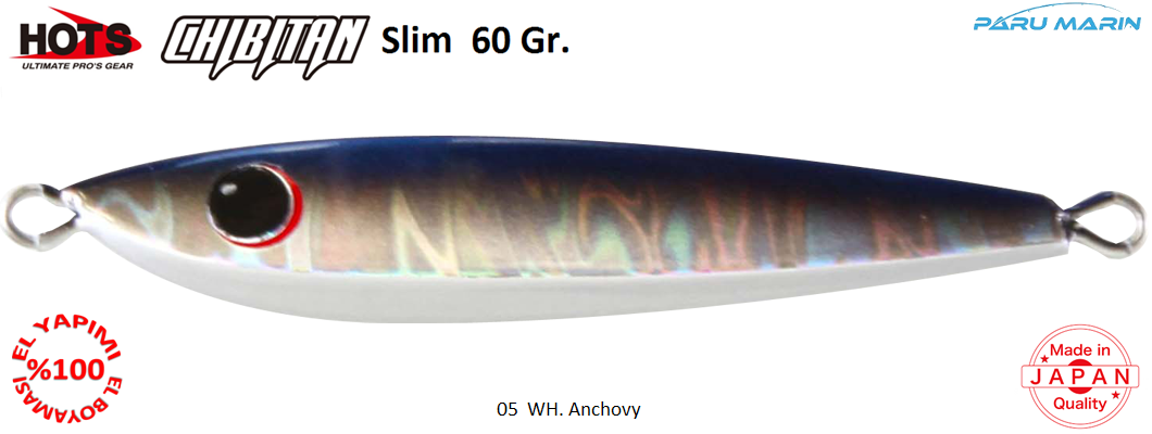 Hots Chibitan Slim Jig 60 Gr.  	05	WH. Anchovy
