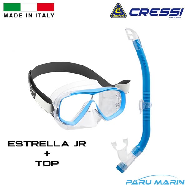 Cressi Combo Estrella JR. + Top 7-13 Yaş Dalış Seti Mavi