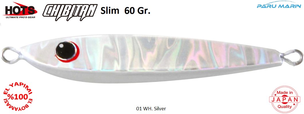 Hots Chibitan Slim Jig 60 Gr.  	01	WH. Silver