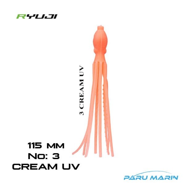 Ryuji Octopus 115 mm (4 Adet) No:3 Cream UV Silikon Yem