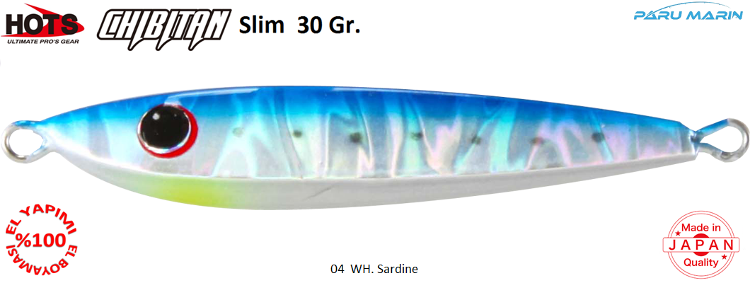 Hots Chibitan Slim Jig 30 Gr.   	04	WH. Sardine