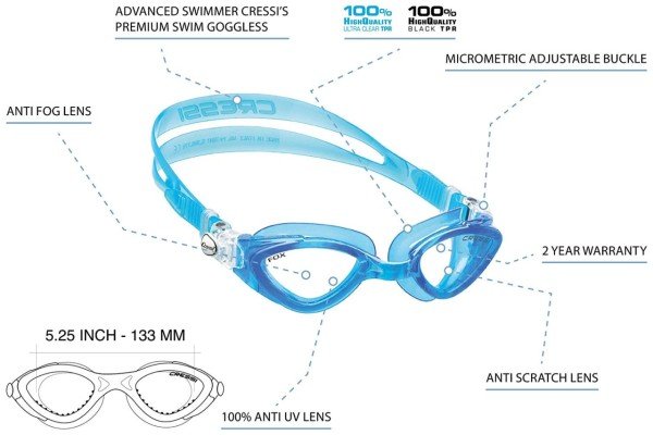 Cressi Fox Clear / Clear Yüzücü Gözlüğü