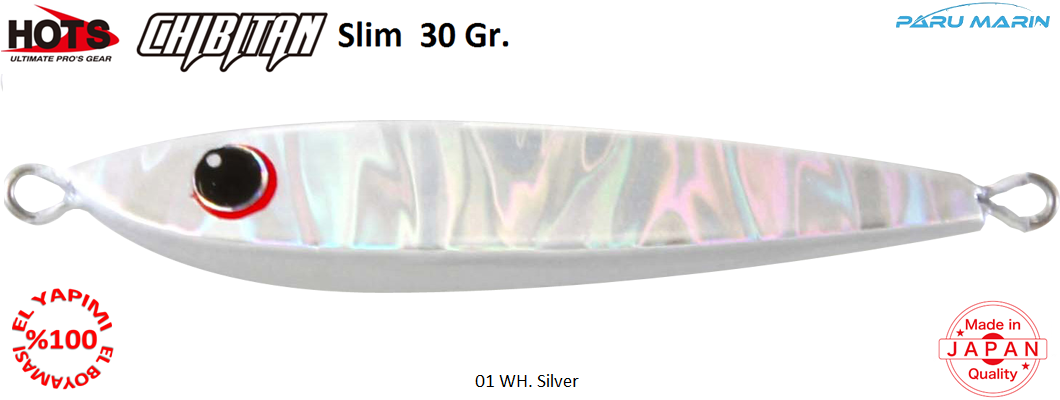 Hots Chibitan Slim Jig 30 Gr.   	01	WH. Silver
