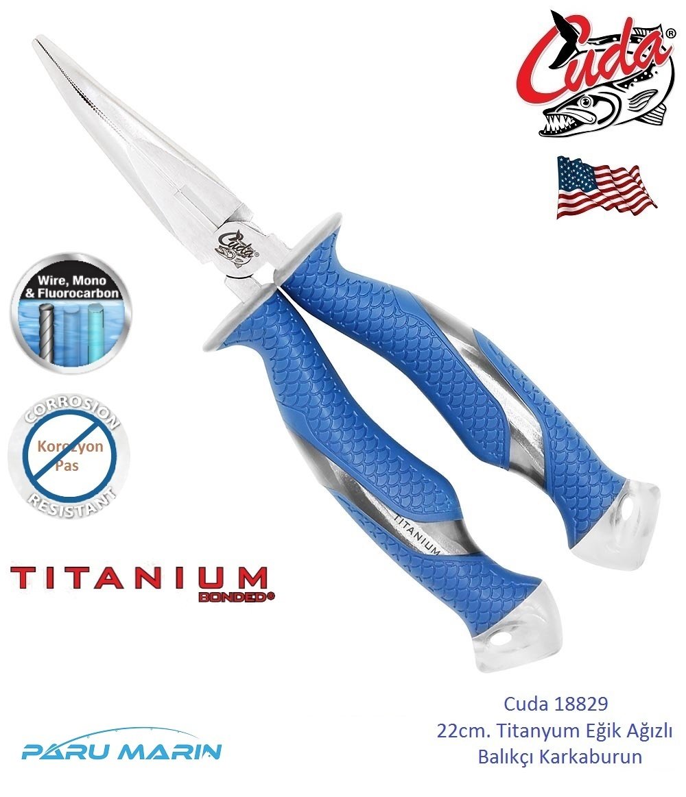 Cuda 18829 8.5'' Titatnium Nitride Bonded Bent Needle Nose Pliers