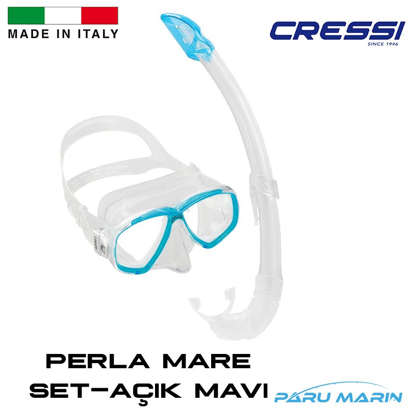 Cressi Onda Perla Mare Maske ve Şnorkel Set Açık Mavi
