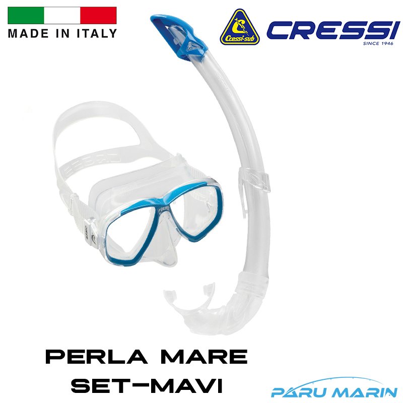 Cressi Perla Mare Maske ve Şnorkel Set Mavi
