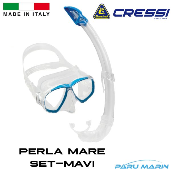 Cressi Perla Mare Maske ve Şnorkel Set Mavi