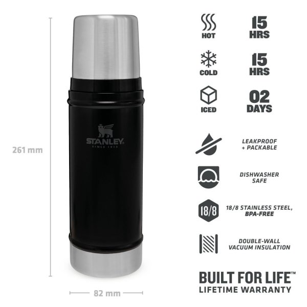 Stanley Legendary Klasik Vakumlu Paslanmaz Çelik Termos 0.47LT. SİYAH
