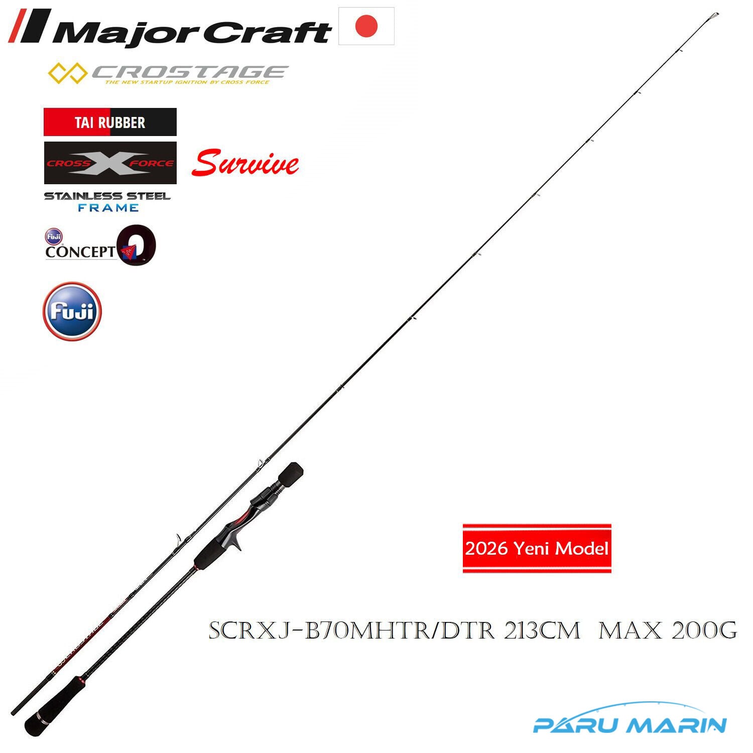 Major Craft New Crostage SCRXJ-B70MHTR/DTR Tai Rubber Kamış 213cm Max 200gr.
