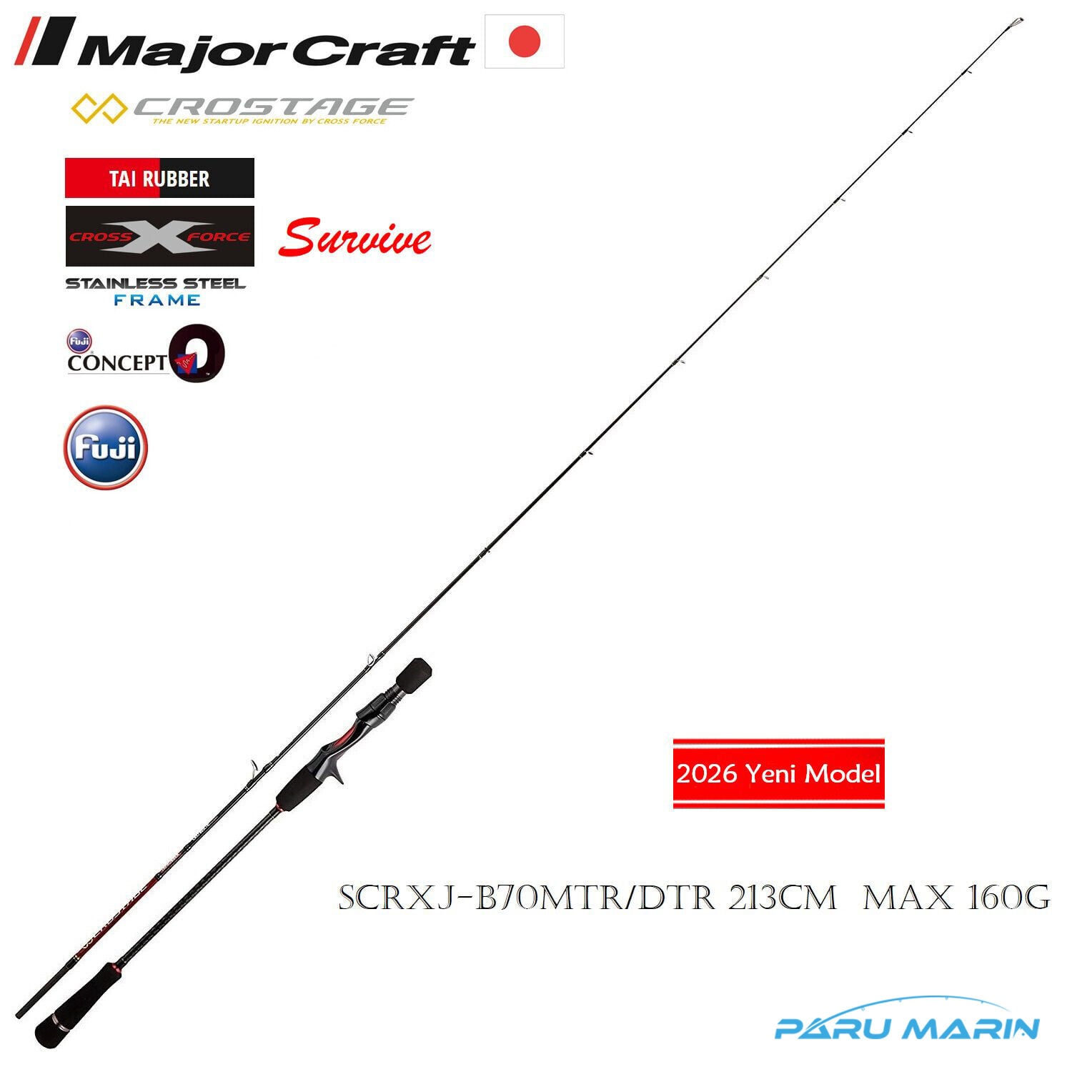 Major Craft New Crostage SCRXJ-B70MTR/DTR Tai Rubber Kamış 213cm Max 160gr.