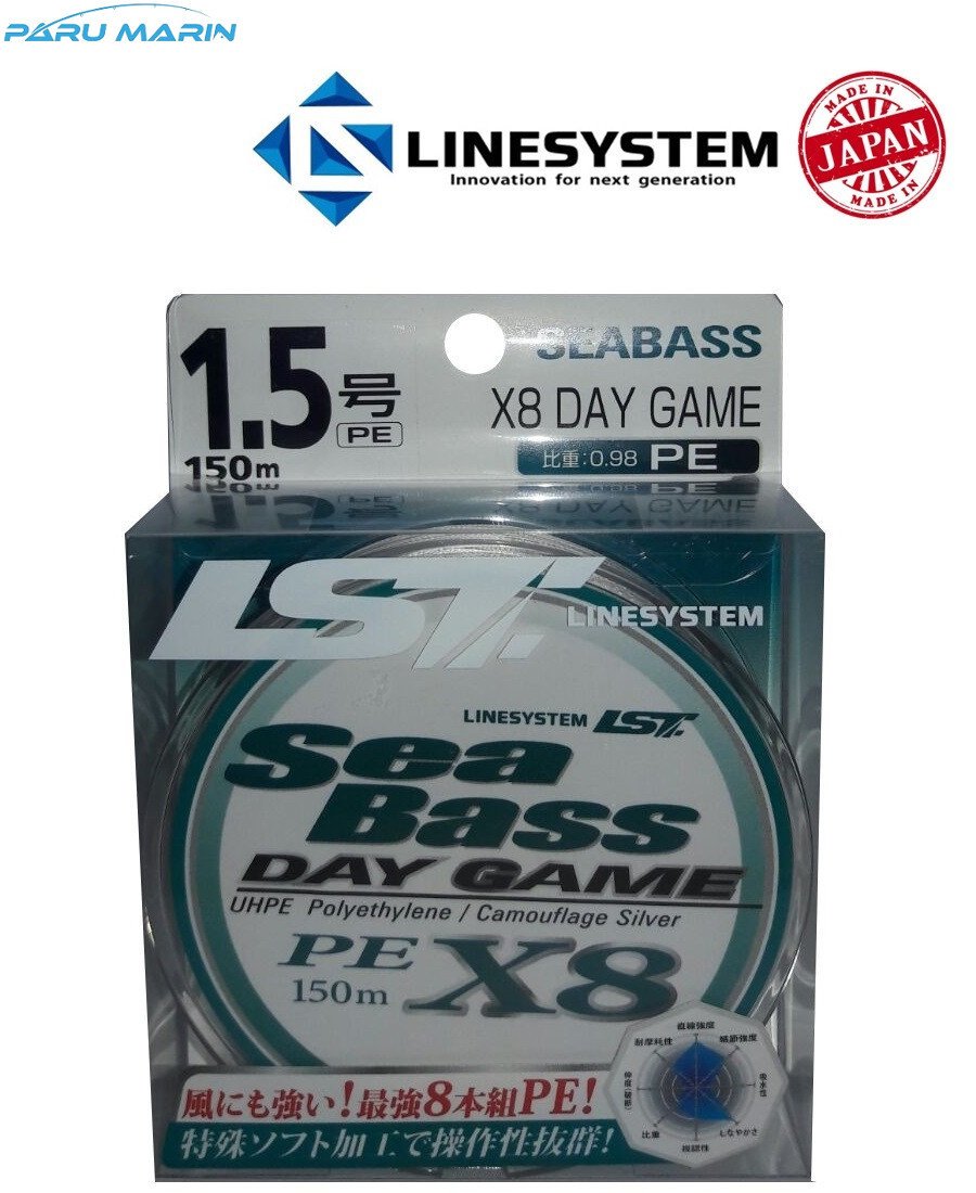 Linesystem Seabass Day Game X8 PE 1.5  0,20mm.  28Lb.  13.0kg. 150mt.