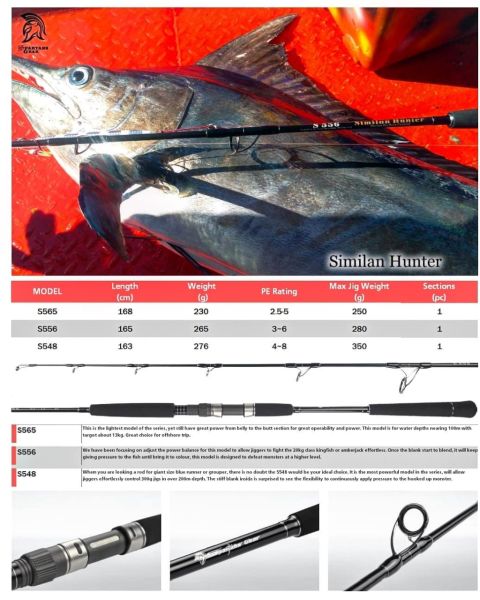 Spartans Gear Similan Hunter S548 Tetiksiz Max 350gr. Jigging Kamışı