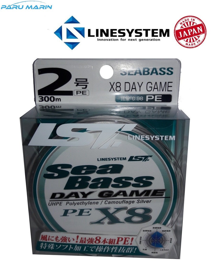 Linesystem Seabass Day Game X8 PE 2.0  0,23mm.  32Lb.  14,5kg. 300mt.