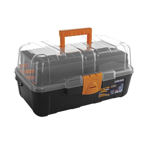 Super Bag ASR-5038 16'' Şeffaf Kapaklı Balıkçı Takım Çantası SİYAH