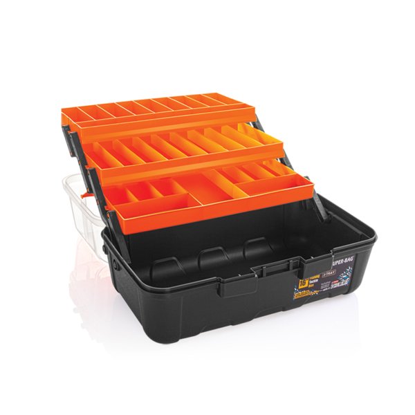 Super Bag ASR-5038 16'' Şeffaf Kapaklı Balıkçı Takım Çantası TURUNCU