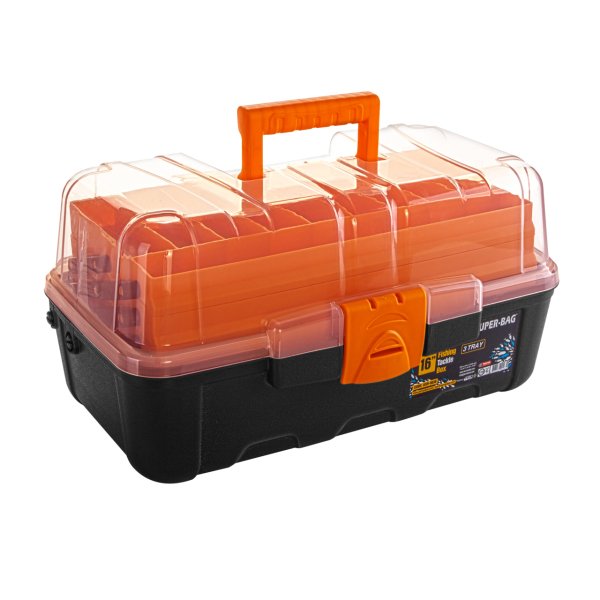 Super Bag ASR-5038 16'' Şeffaf Kapaklı Balıkçı Takım Çantası TURUNCU