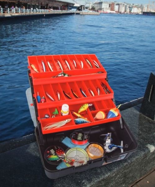 Super Bag ASR-5038 16'' Şeffaf Kapaklı Balıkçı Takım Çantası TURUNCU