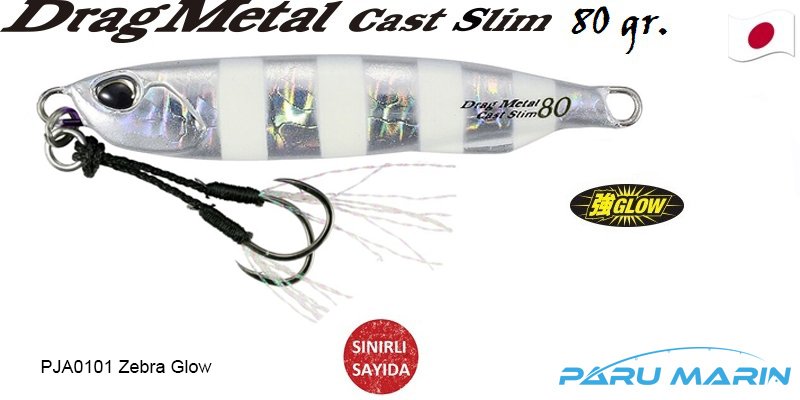 Duo Drag Metal Cast Slim Jig 80gr. PJA0101 / Zebra Glow