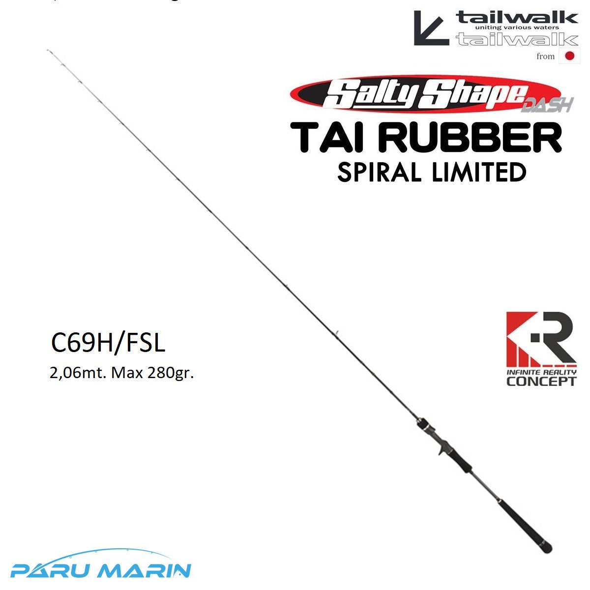 Tailwalk Saltyshape Dash Tai Rubber Full Solid Spiral C69H/FSL 2,06mt. / Max. 280gr.
