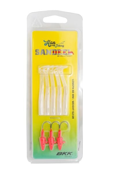 Hanfish Sandeel Silikon 80 mm - 5.2 gr. SL-802 Pearl White Red Head