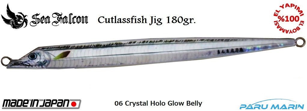 Sea Falcon Cutlassfish Long 180gr. 06 Crystal Holo Glow Belly