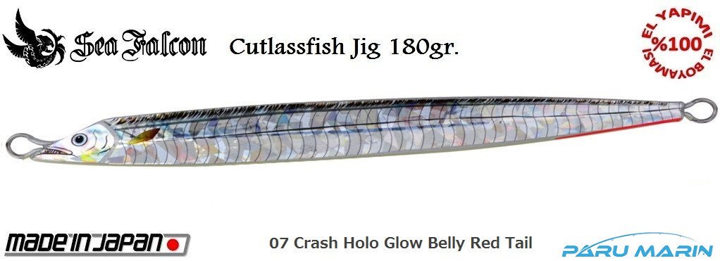 Sea Falcon Cutlassfish Long 180gr. 07 Crash Holo Glow Belly Red Tail