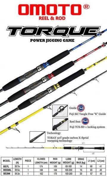 Omoto Torque Tetikli Jigging Kamış B531M 160-260gr.