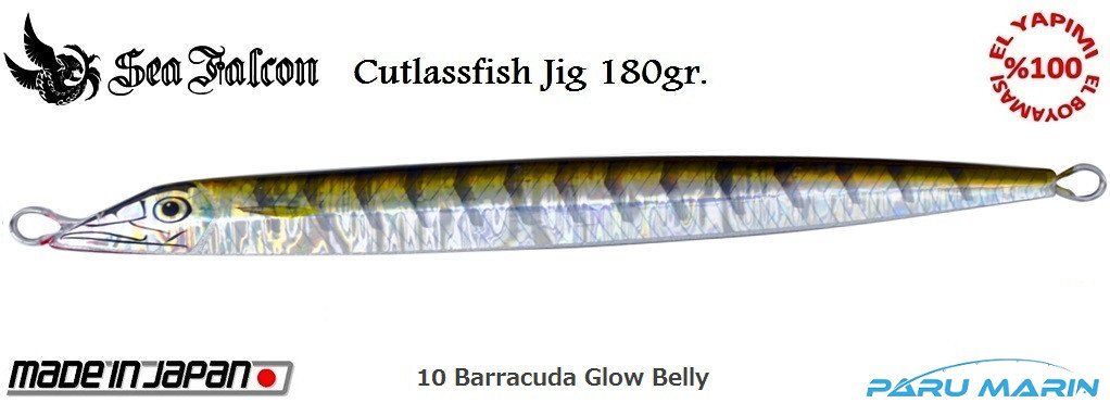 Sea Falcon Cutlassfish Long 180gr. 10 Barracuda Glow Belly