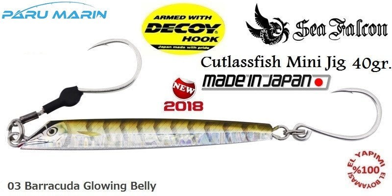 Sea Falcon Cutlassfish Jig Mini 40gr. 03 Barracuda Glowing Belly