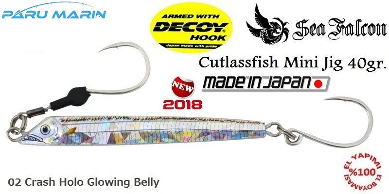 Sea Falcon Cutlassfish Jig Mini 40gr. 02 Crash Holo Glowing Belly