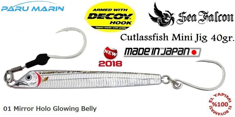 Sea Falcon Cutlassfish Jig Mini 40gr. 01 Mirror Holo Glowing Belly