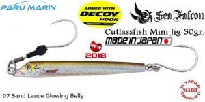 Sea Falcon Cutlassfish Jig Mini 30gr. 07 Sand Lance Glowing Belly