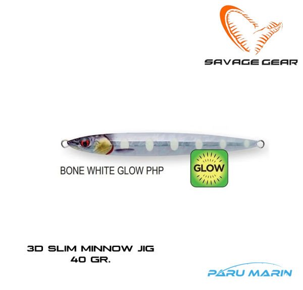 Savage Gear 3D Slim Jig Minnow 40gr. Suni Yem Bone White