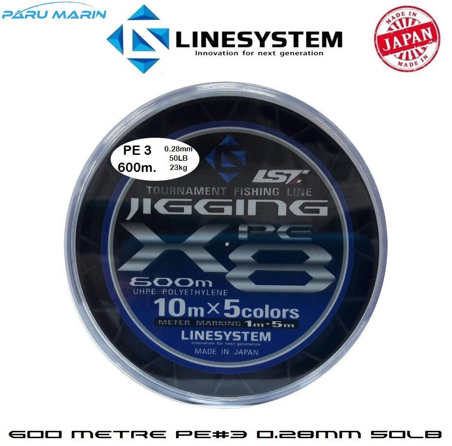 Linesystem Jigging X8 İp Misina PE 3.0 0.28mm 50lb 600mt