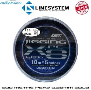 Linesystem Jigging X8 İp Misina PE 3.0 0.28mm 50lb 600mt
