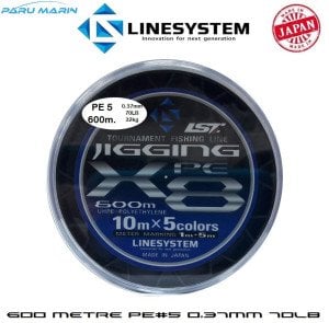 Linesystem Jigging X8 İp Misina PE 5.0 0.37mm 70lb 600mt