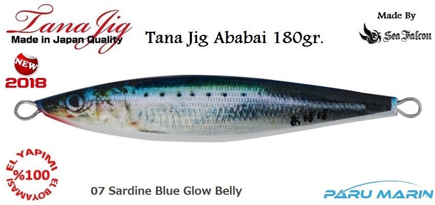 Sea Falcon Ababai Jig 180gr 07 Sardine Blue Glow Belly