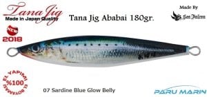 Sea Falcon Ababai Jig 180gr 07 Sardine Blue Glow Belly