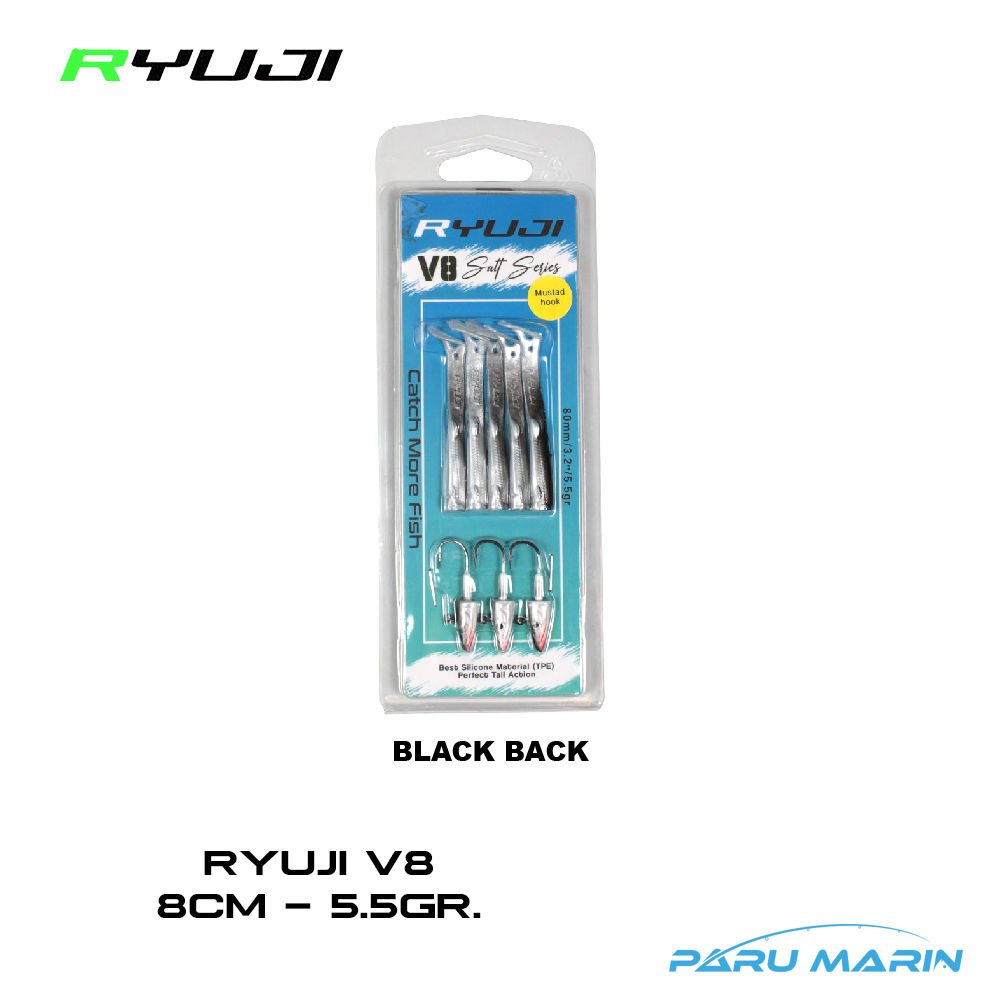 Ryuji V8 8cm 5.5gr. Silikon Yem Black Back