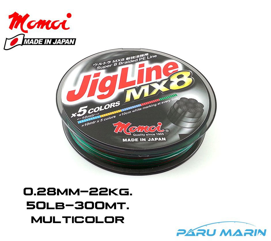 Momoi Jigline MX8 0.28mm 300mt. Multicolor İp Misina