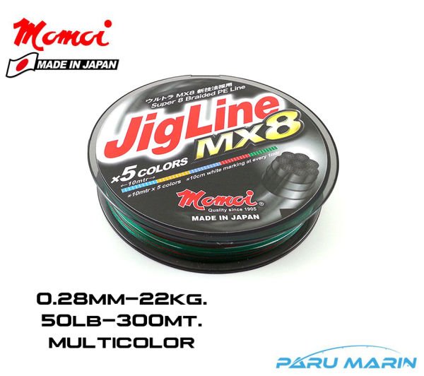 Momoi Jigline MX8 0.28mm 300mt. Multicolor İp Misina